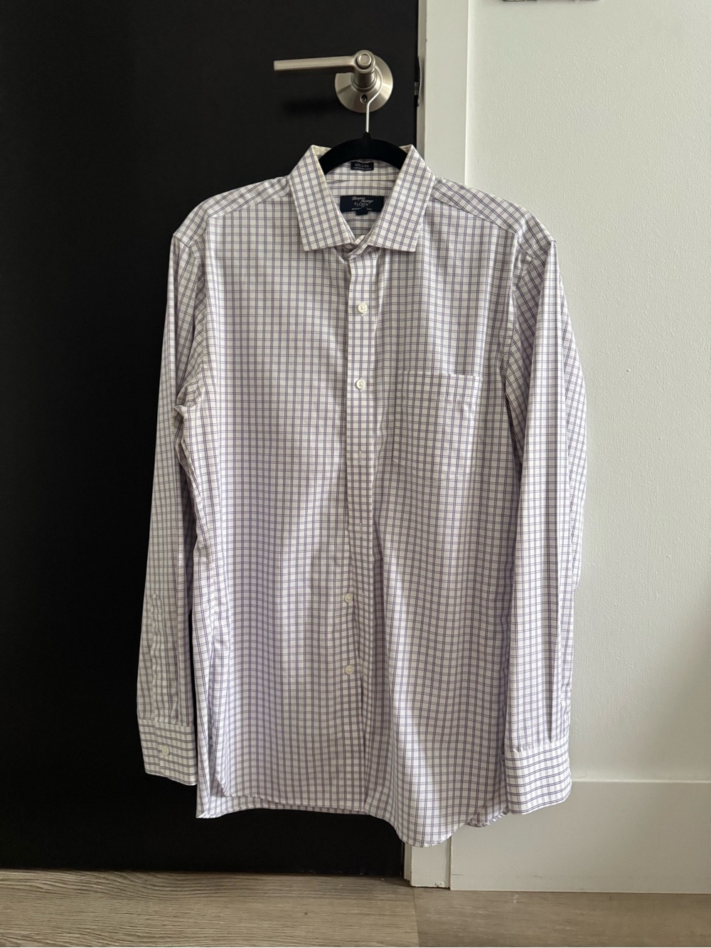 J. Crew Men’s Purple Windowpane Dress Shirt - Wrinkle Free 80’s 2-ply